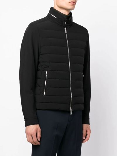 Moorer Quilted High Collar Down Jacket With Zip Pockets In 黑色