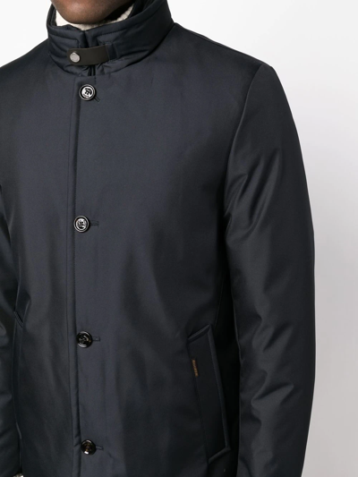 Shop Moorer Buttoned-up High-neck Coat In 蓝色