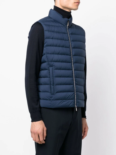 Shop Moorer Quilted-finish Zip-up Gilet In 蓝色