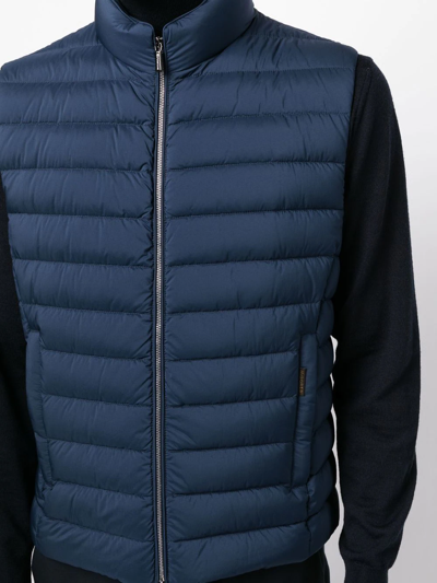 Shop Moorer Quilted-finish Zip-up Gilet In 蓝色