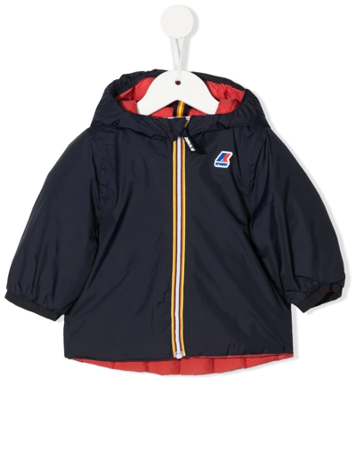 Shop K-way Logo-patch Zip-up Padded Jacket In 蓝色
