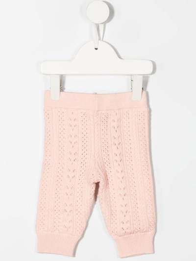 Shop Chloé Pointelle-knit Trousers In 粉色