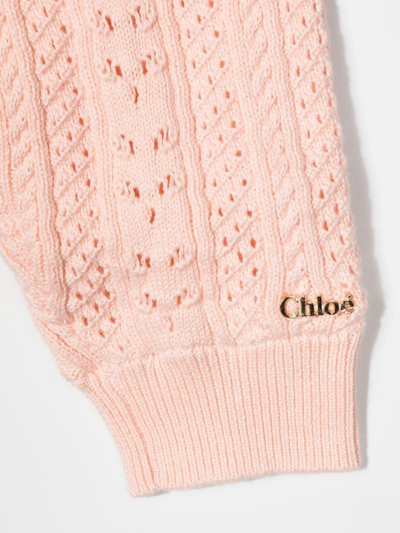 Shop Chloé Pointelle-knit Trousers In 粉色