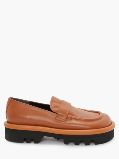 Shop Jw Anderson Bumper-tube Leather Chunky Loafers In Brown
