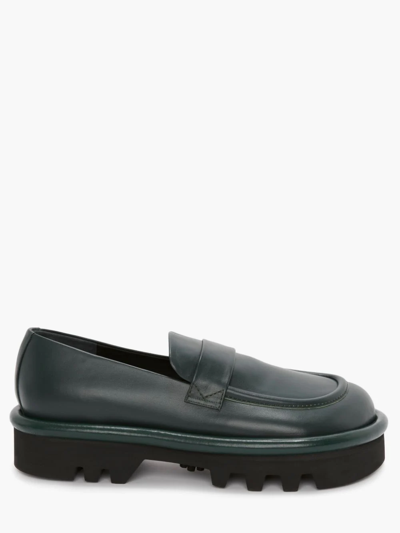 Shop Jw Anderson Bumper-tube Leather Chunky Loafers In Green