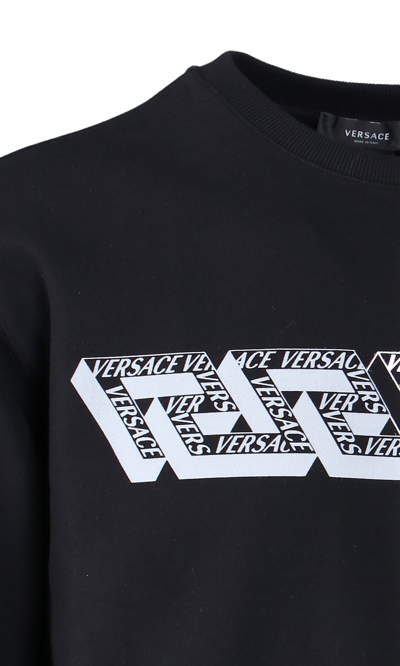 Shop Versace 'la Greca' Crew Neck Sweatshirt