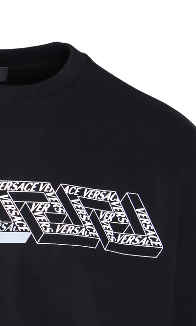 Shop Versace 'la Greca' Crew Neck Sweatshirt