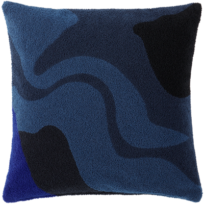 Shop Ferm Living Blue Vista Cushion In Dark Blue
