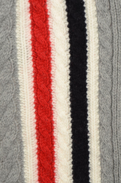 Shop Thom Browne Ribbed Knit Scarf In Light Grey
