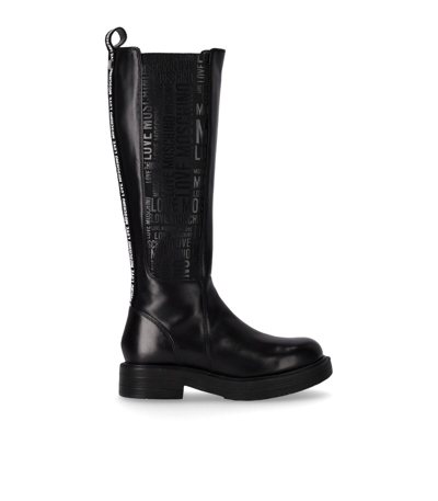 Shop Love Moschino Black High Boot With Logo