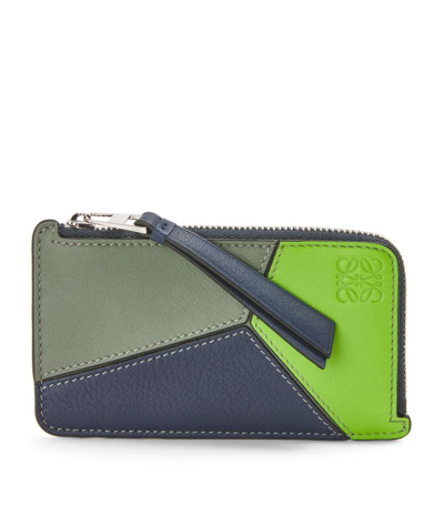 Shop Loewe Leather Puzzle Zipped Card Holder In Green