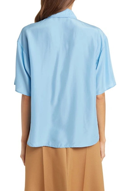 Shop Stella Mccartney Oversized Silk Workwear Shirt In Cameo Blue