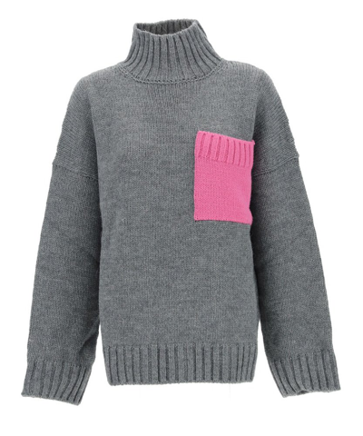 Shop Jw Anderson Turtleneck Knitted Jumper In Grey