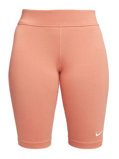 Shop Nike Essential Logo Embroidered Bike Shorts In Pink