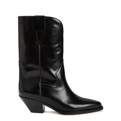 Shop Isabel Marant Dahope 50 Black Leather Ankle Boots