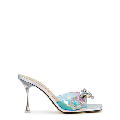 Shop Mach & Mach Double Bow 95 Iridescent Crystal-embellished Pvc Mules