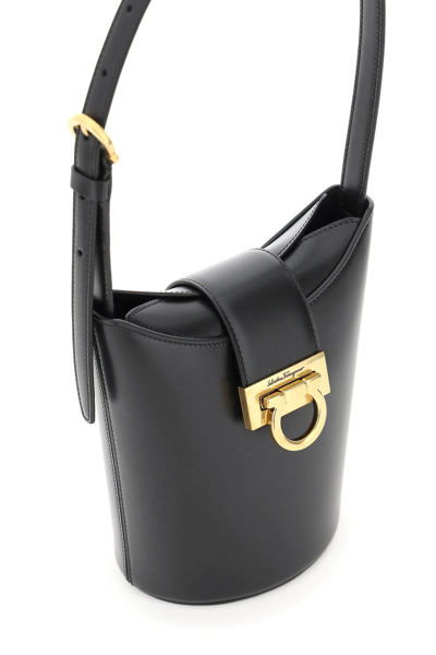 Shop Ferragamo Trifolio Small Bucket Bag In Black