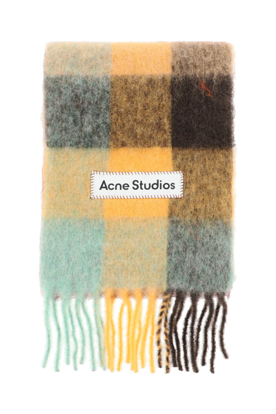 Shop Acne Studios Vally Multi Check Scarf In Orange,green,brown