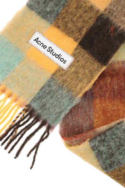 Shop Acne Studios Vally Multi Check Scarf In Orange,green,brown