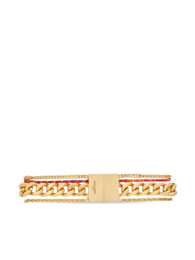 Shop Saint Laurent Multi-chain Bracelet In Gold