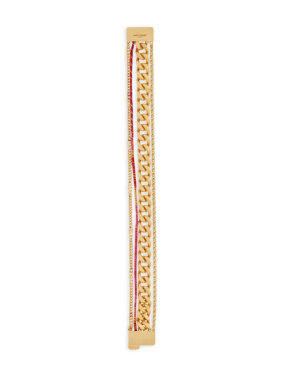 Shop Saint Laurent Multi-chain Bracelet In Gold