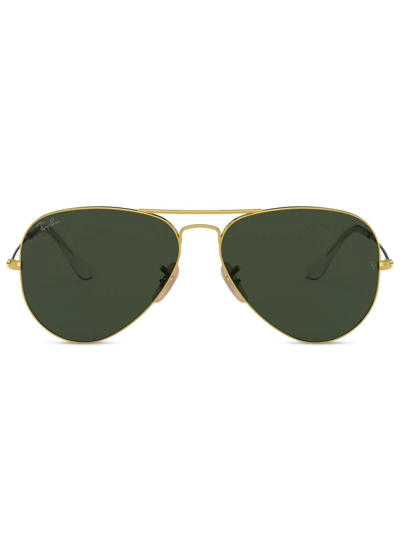 Shop Ray Ban Aviator-frame Sunglasses In Gold