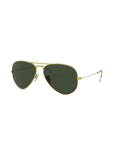 Shop Ray Ban Aviator-frame Sunglasses In Gold