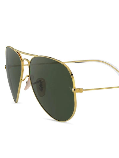 Shop Ray Ban Aviator-frame Sunglasses In Gold