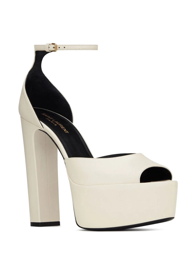 Shop Saint Laurent Jodie 145mm Platform Sandals In White