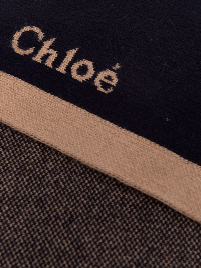 Shop Chloé Logo-print Panelled Scarf In Blue