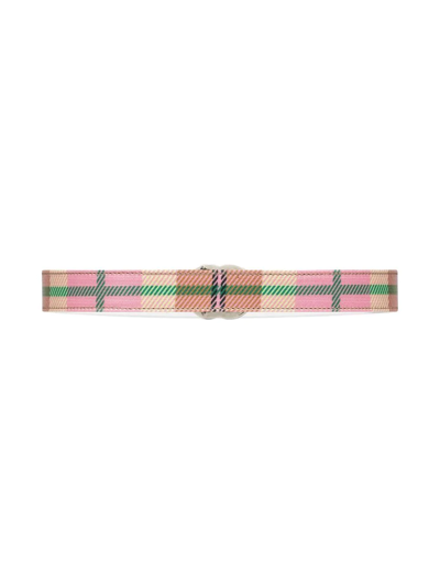 Shop Gucci Checked Double G Belt In Brown