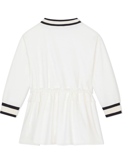Shop Dolce & Gabbana Logo-print Long-sleeve Dress In White