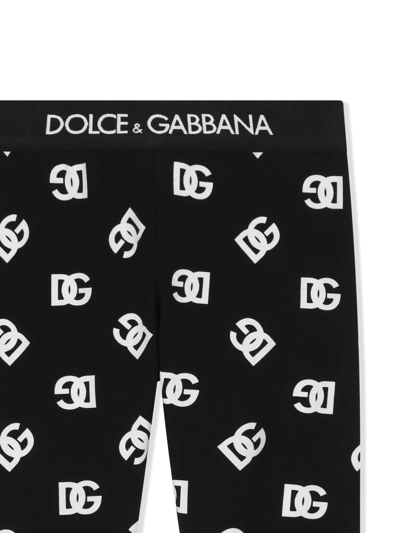 Dolce & Gabbana Interlock Leggings With Dg Logo Print In Black