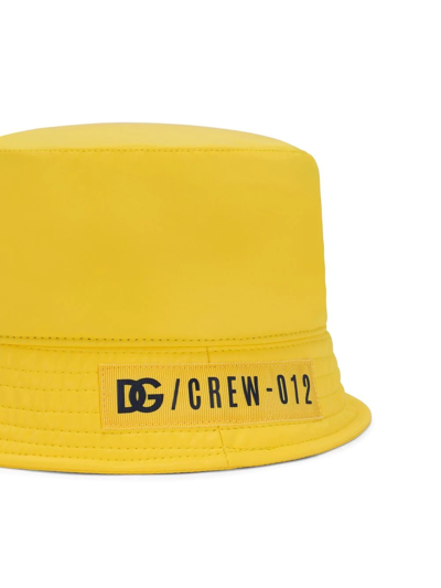 Shop Dolce & Gabbana Logo-patch Bucket Hat In Yellow