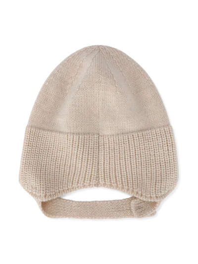 Dolce & Gabbana Logo Patch Knitted Hat In Neutrals