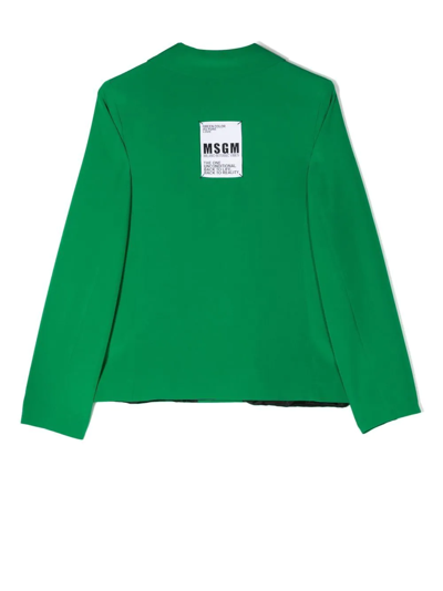 Shop Msgm Teen Double-breasted Blazer In Green