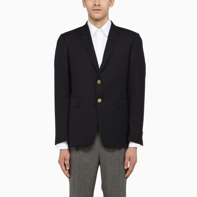 Shop Thom Browne Blue Wool Double-breasted Jacket