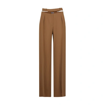 Shop Mugler Baggy Trousers In Stone