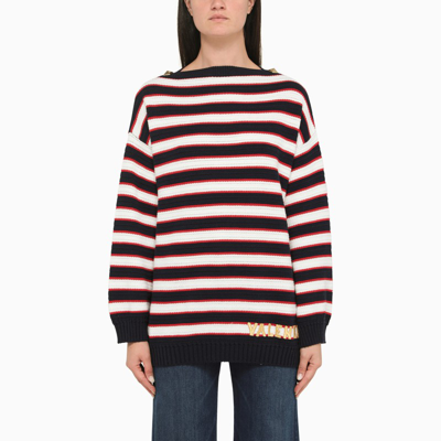 Shop Valentino Red, White And Black Striped Sweater In Multicolor