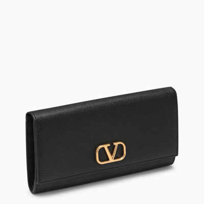 Shop Valentino Black/gold Vlogo Continental Wallet
