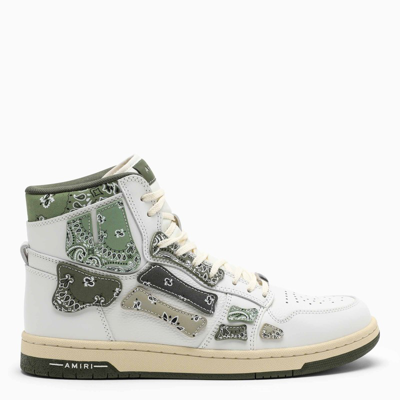 Shop Amiri White Skel Top Hi Sneakers With Green Paisley Print