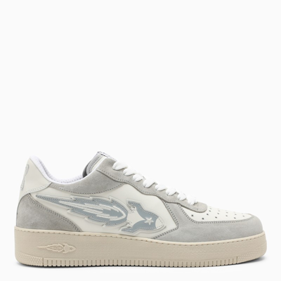 Shop Enterprise Japan Grey And White Low-top Sneakers