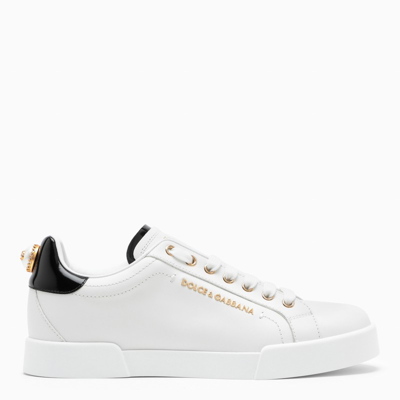 Shop Dolce & Gabbana White And Gold Low Sneakers