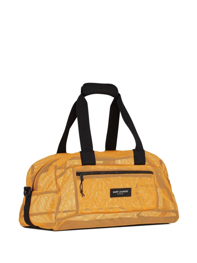 Shop Saint Laurent Mesh Logo-patch Duffle Bag In Yellow