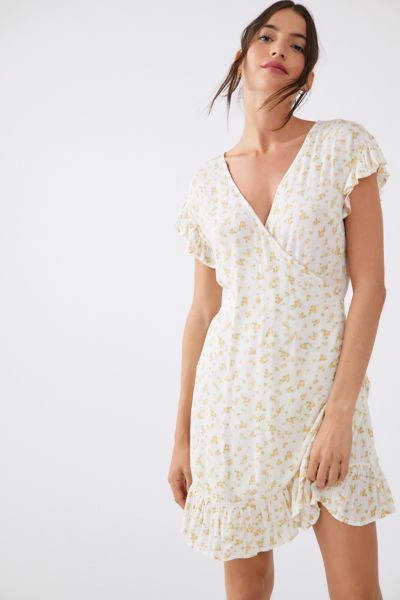 Shop Billabong Wrap And Roll Floral Mini Dress In White