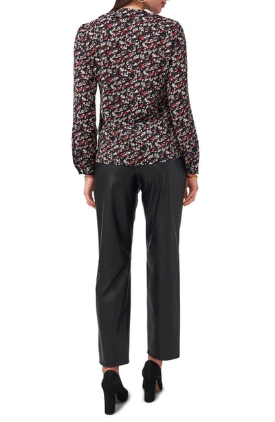 Shop Vince Camuto Print Ruffle V-neck Crepe Blouse In Rich Black