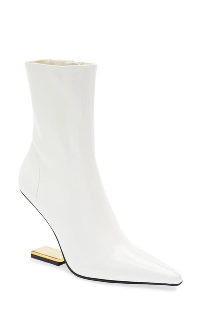 Jeffrey Campbell Combass Bootie In White Crinkle Pat Gold