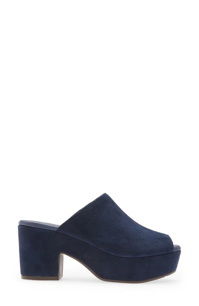 Chocolat Blu Platform Slide Sandal In Navy Suede