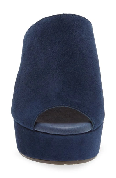 Chocolat Blu Platform Slide Sandal In Navy Suede
