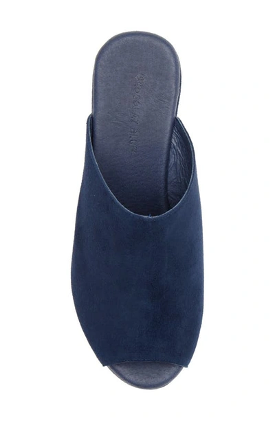 Chocolat Blu Platform Slide Sandal In Navy Suede